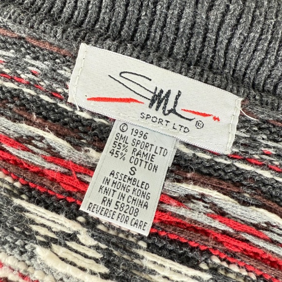 Vintage 1996 SML Sport Sweater S/M Jacket w Mitten Pockets Front Zipper Cardigan - Picture 8 of 15